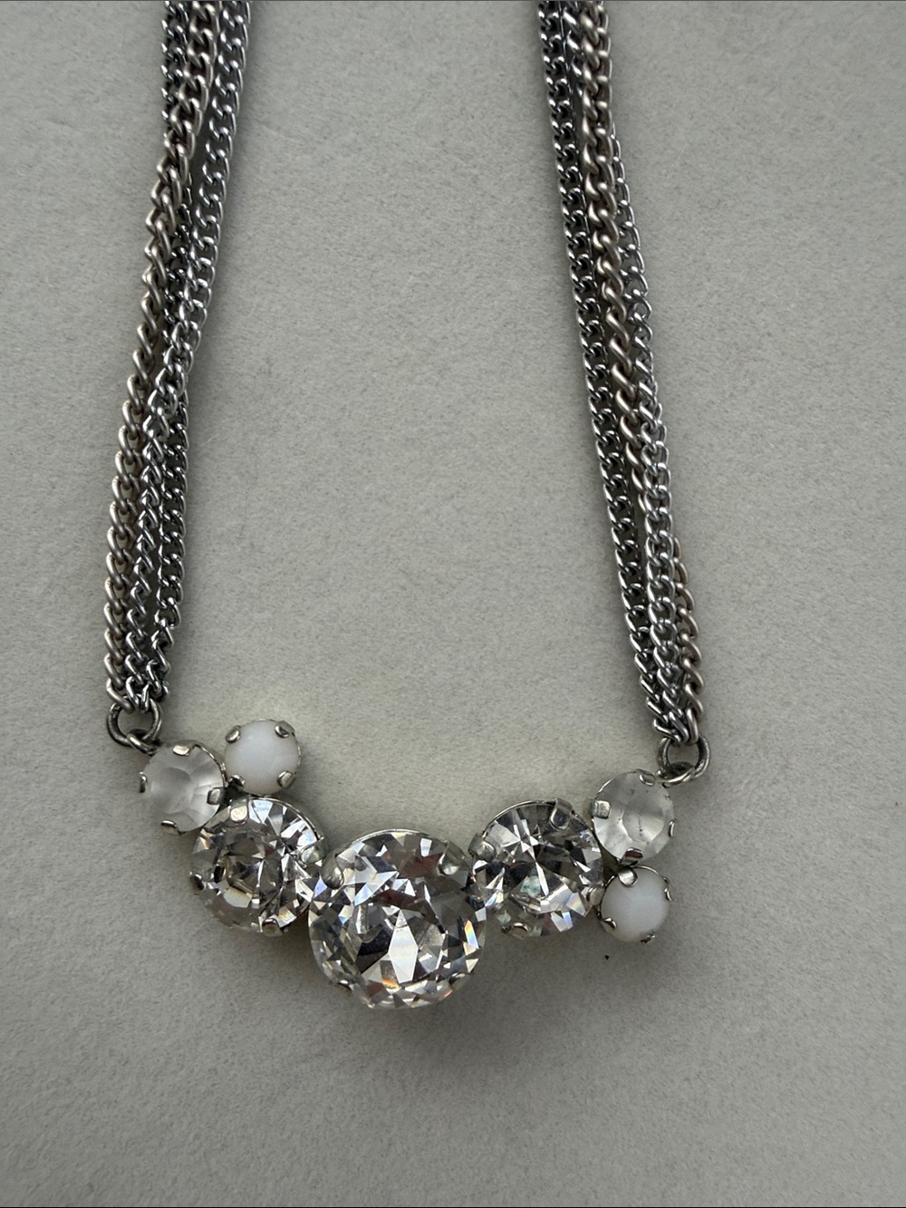 Sabika Silver Crystal Cascade Necklace